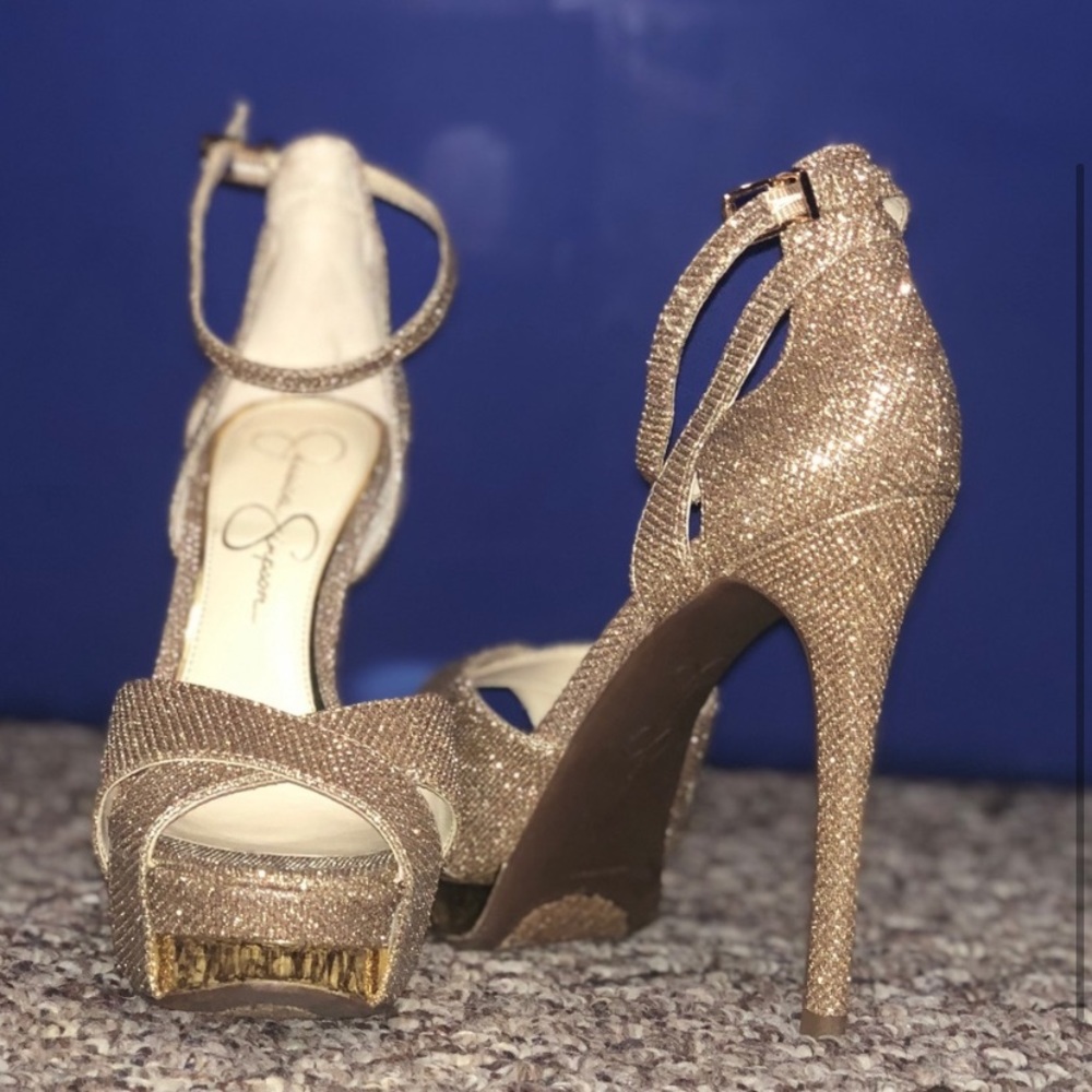 Jessica Simpson Gold Heels